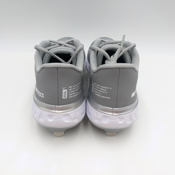 Nike React Alpha Huarache Elite 3 Grey Metal Cleats CK0746-002 Men’s Size 7.5 - Picture 5 of 13